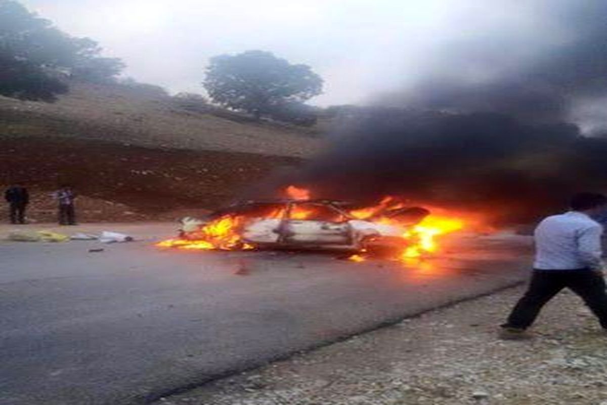 کشته شدن راننده پراید در میان شعله‌های آتش