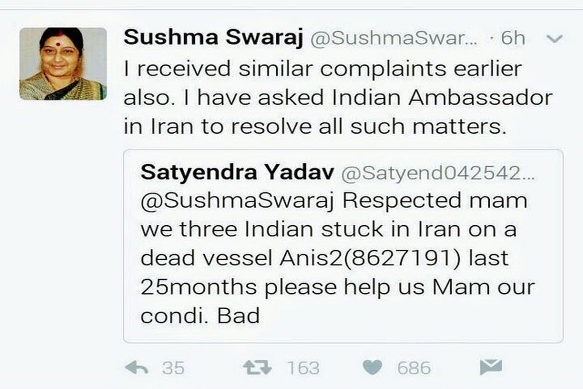 درخواست وزیر خارجه هند از سفیرش در ایران