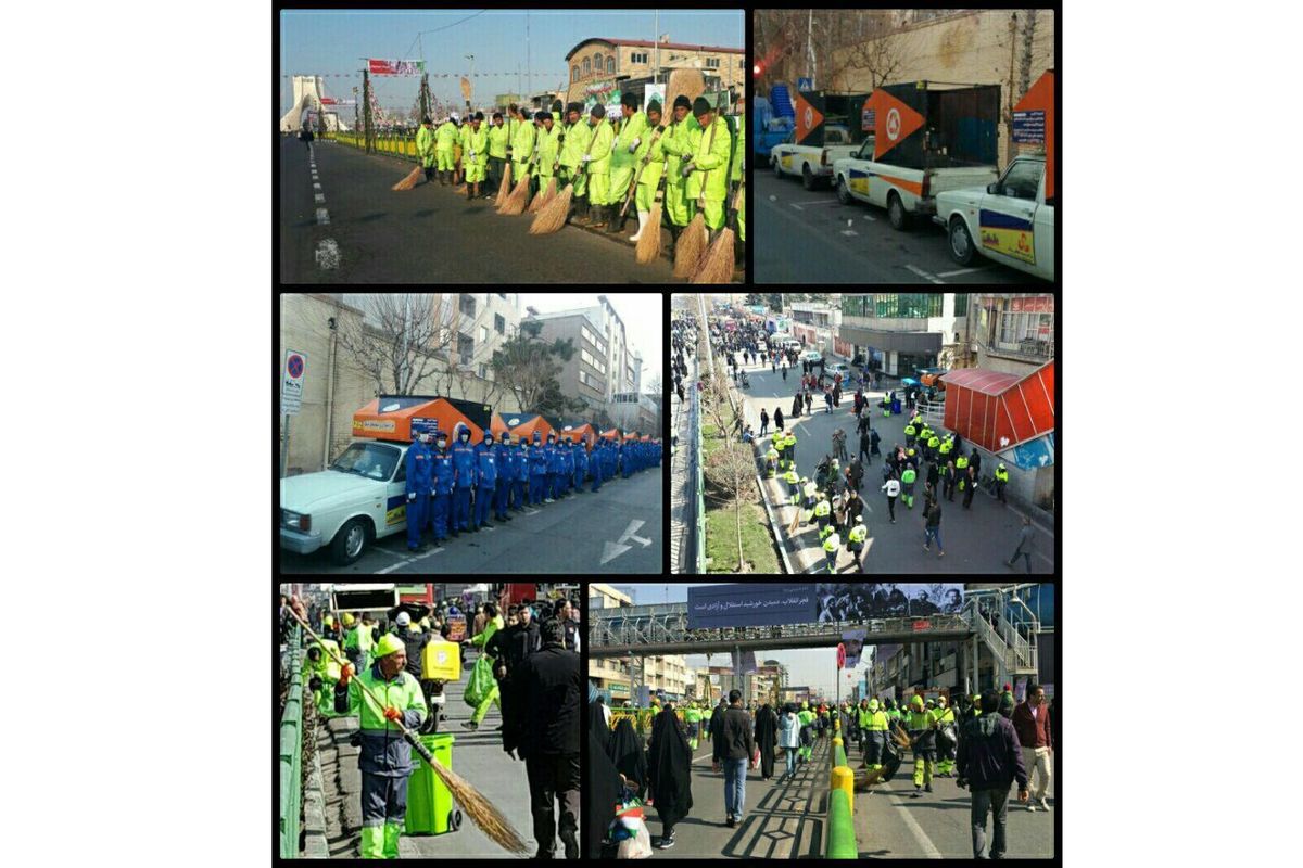 مسیر راهپیمایی ۲۲ بهمن یکساعته  پاکسازی شد