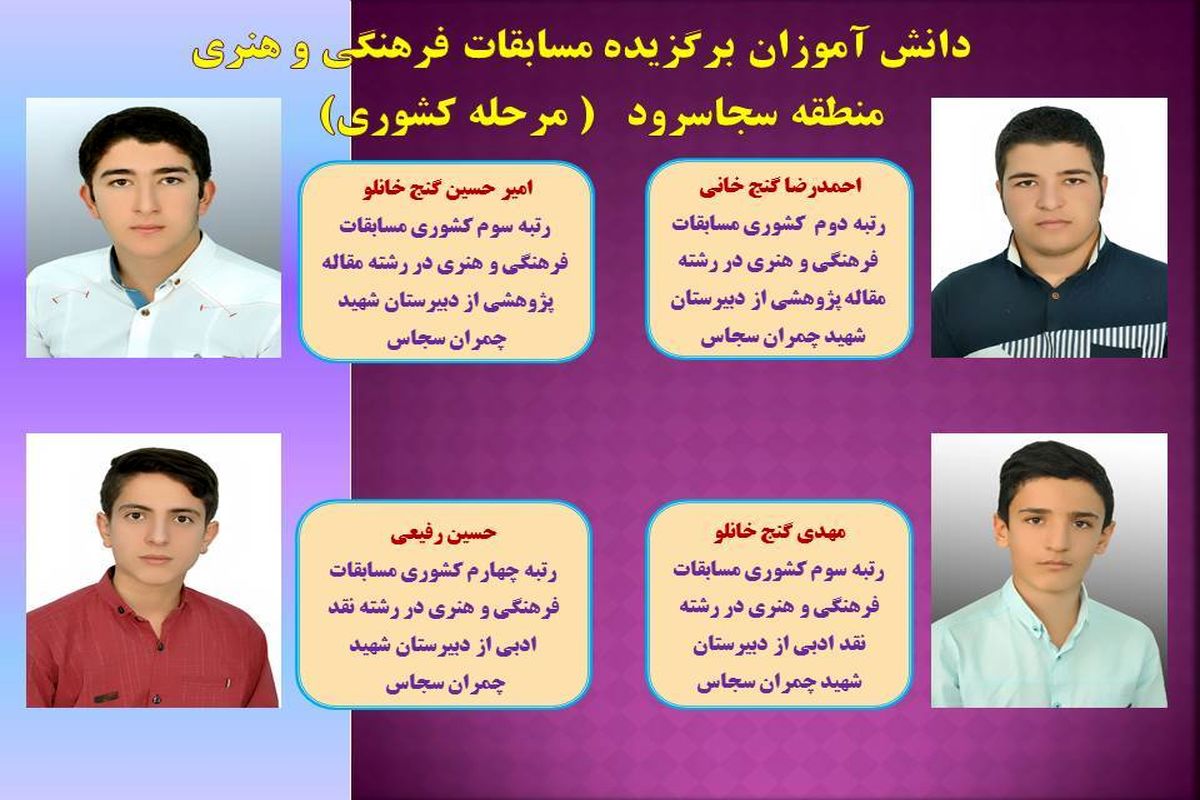 دانش آموزان دبیرستان سجاس زنجان صاحب مقام های کشوری شدند