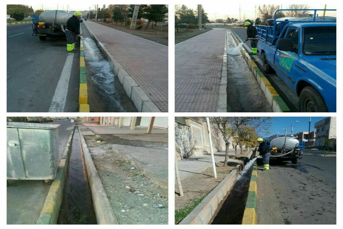 اجرای عملیات آبگردانی و لایروبی انهار در خیابان های شهر پرند