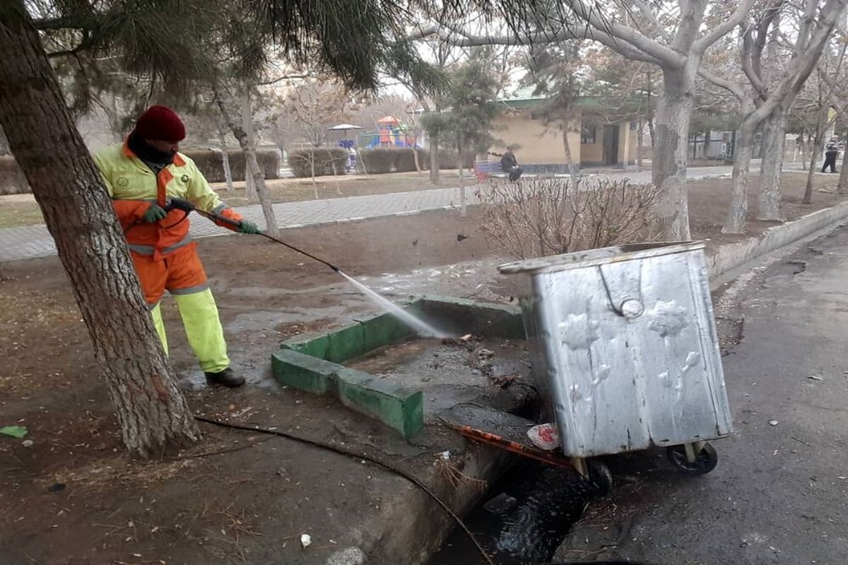 گندزدایی باکس پسماند سطح شهر به طور مستمر انجام می شود