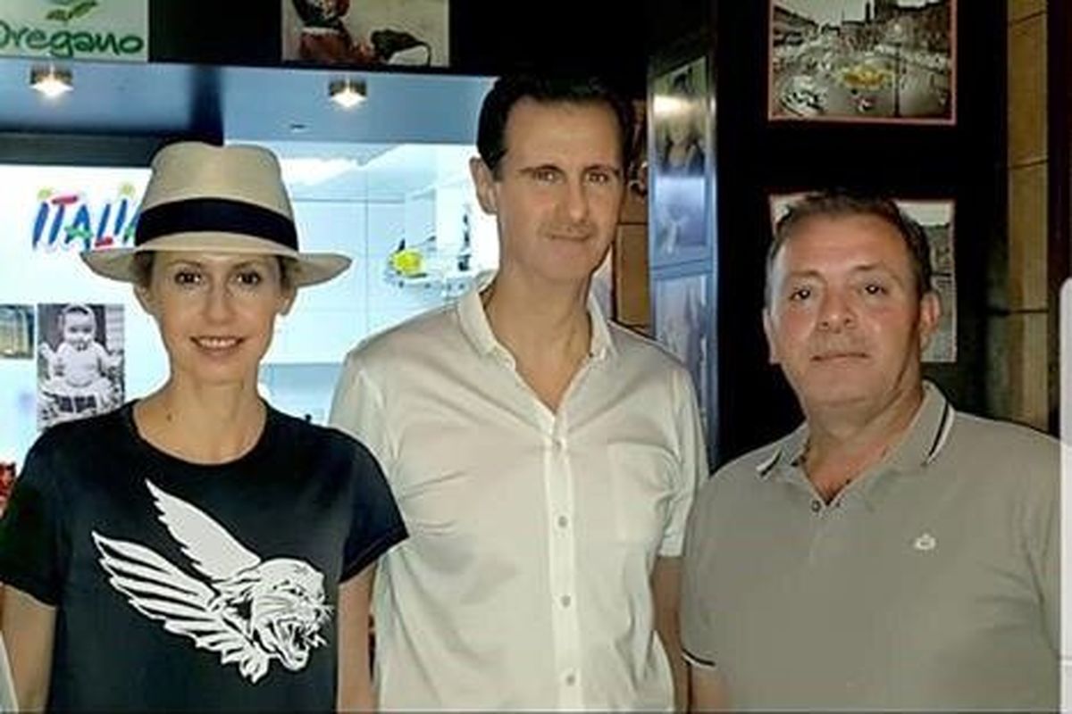 حضور بشار اسد و خانواده اش در رستوانی در دمشق