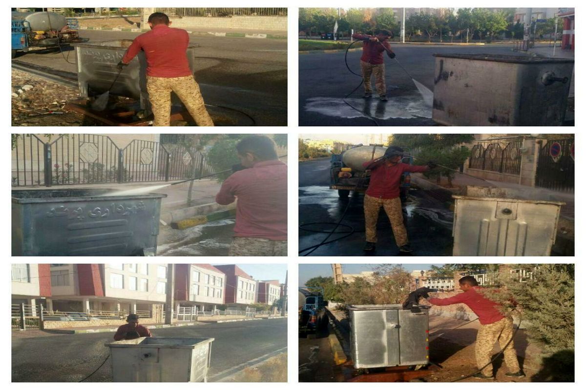 اجرای طرح شستشوی کلیه باکس های زباله در سطح شهر پرند