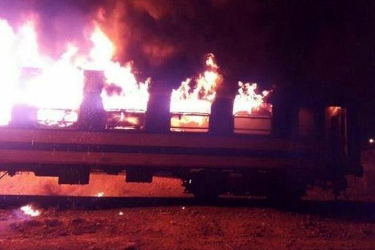 ۶۴ کشته در آتش‌سوزی مرگبار قطار