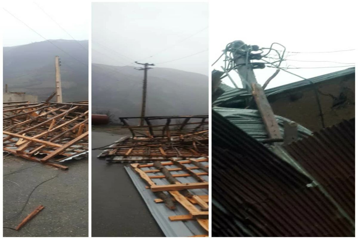 تندباد شدید به شبکه های برق مناطق  ییلاقی رودسر و دیلمان  خسارت وارد کرد