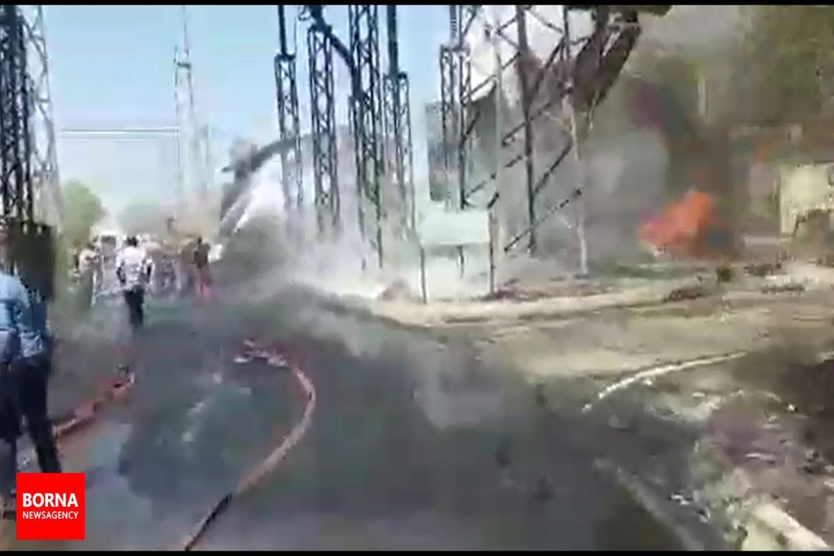 انفجار ترانس بزرگ برق نیروگاه مدحج حادثه ساز شد/اعزام یکی از نیروهای آتش نشان به مرکز درمانی+ببینید