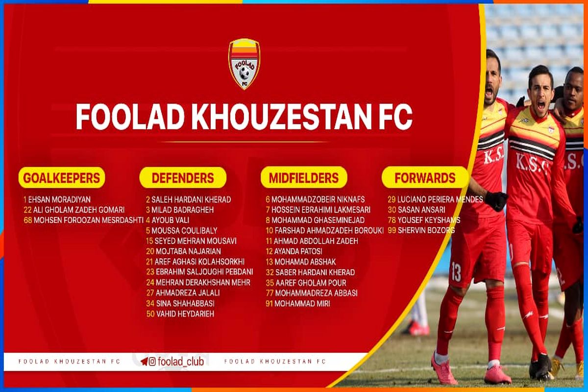 لیست تیم فولاد ایران برای مسابقات لیگ قهرمانان آسیا ۲۰۲۱ اعلام شد