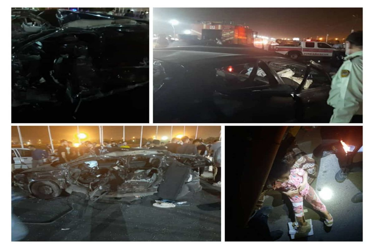 ۸ کشته و مصدوم در تصادف مرگبار ۲ خودرو بر روی پل شهید دقایقی