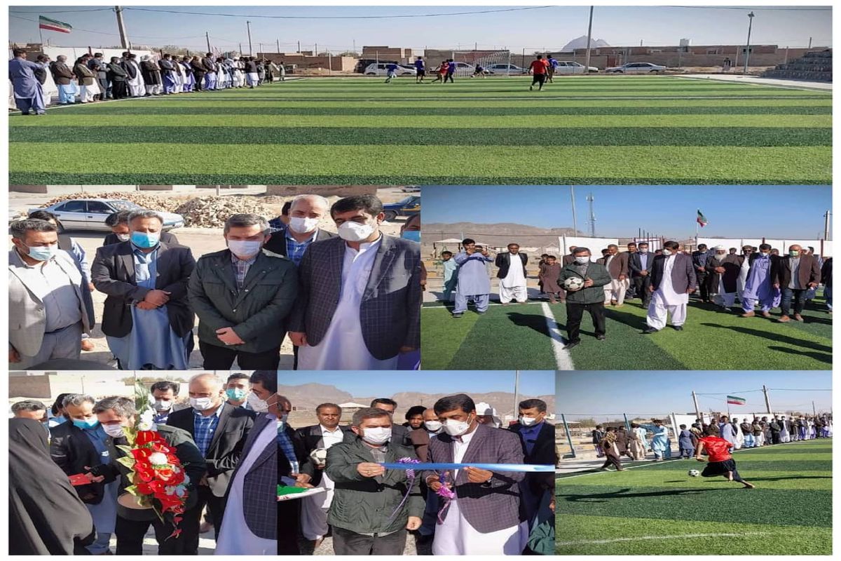 افتتاح زمین چمن مصنوعی مینی فوتبال روستای ناصری شهرستان خاش توسط معاون وزیر ورزش و جوانان