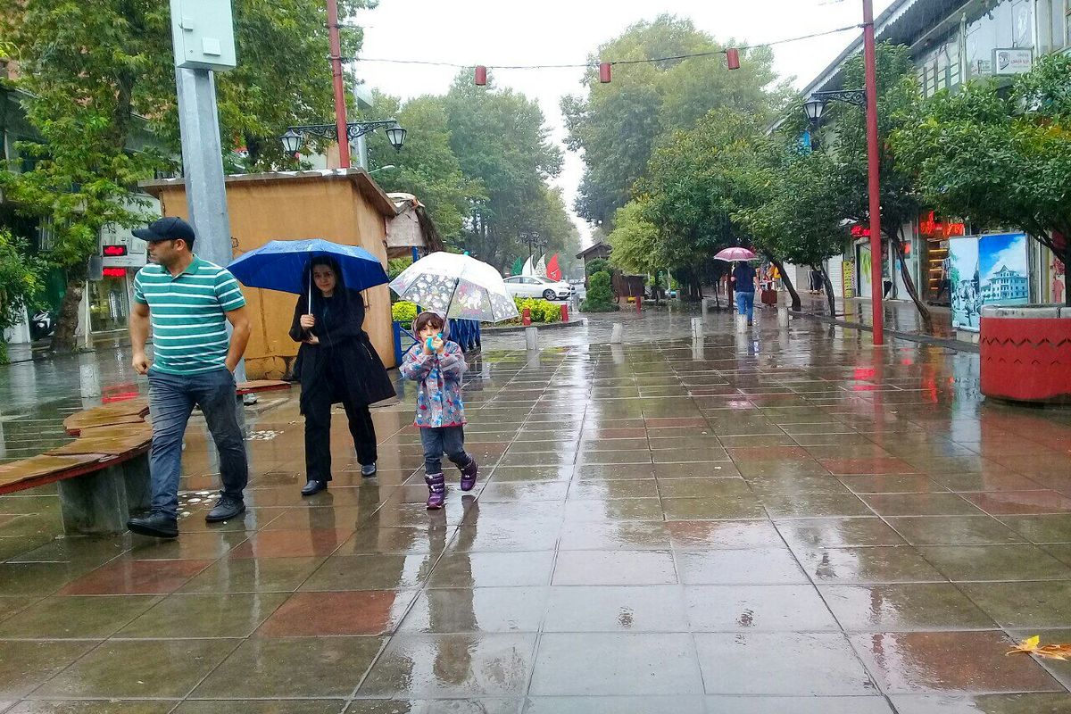 بارش باران در قم