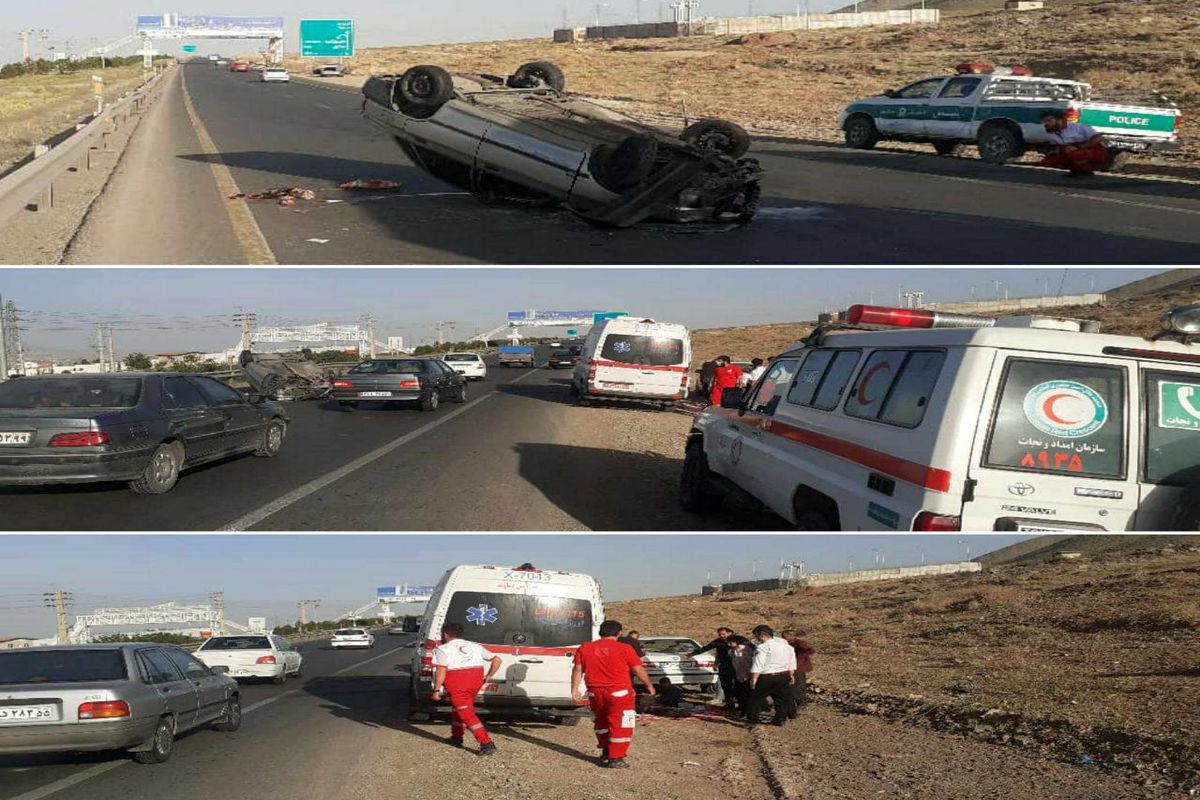 ۴ مصدوم در حادثه واژگونی خودرو در محور تهران - فیروزکوه