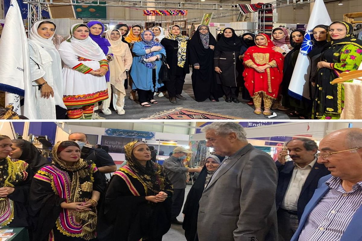 افتتاح غرفه کانون زنان بازرگان استان هرمزگان در نخستین نمایشگاه بین المللی فرهنگ ایران زمین کیش
