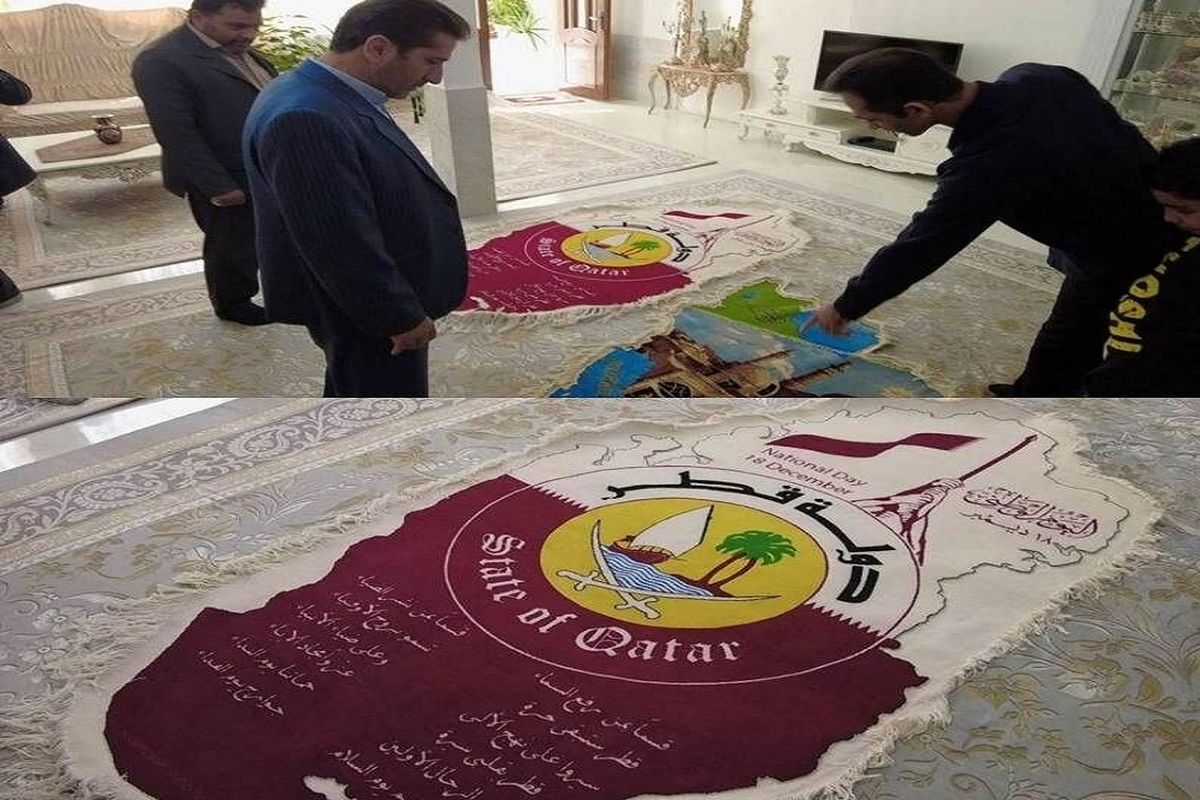 بافت یک تخته فرش نفیس توسط هنرمند خوش ذوق سرعینی به مناسبت مسابقات جام جهانی فوتبال