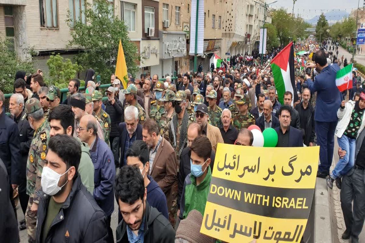 مردم انقلابی استان قزوین یک صدا فریاد مرگ بر اسرائیل سر دادند