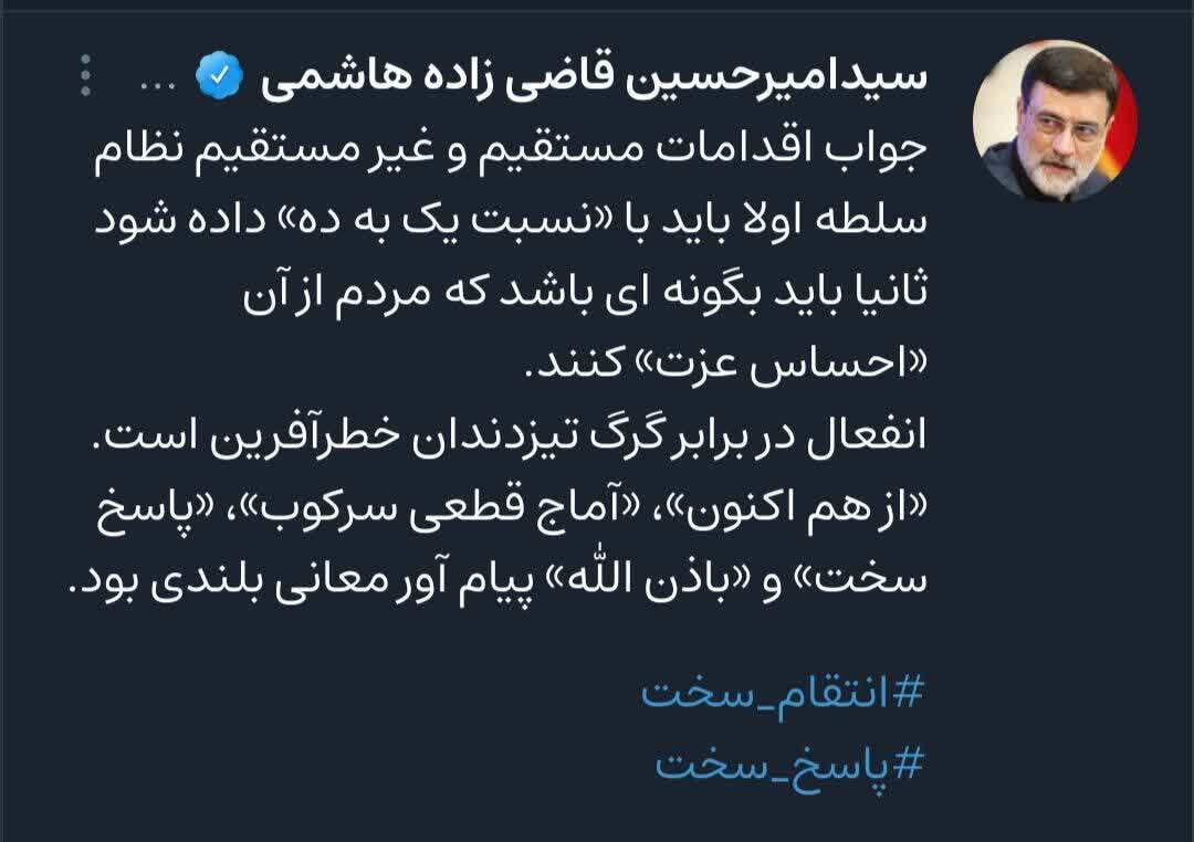 قاضی زاده هاشمی : انفعال در برابر گرگ تیز دندان خطر آفرین است