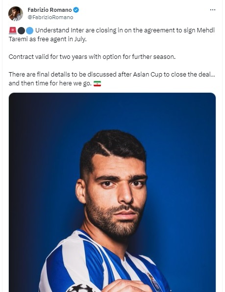 طارمی - اینتر پس از جام ملت‌های آسیا رسمی می‌شود