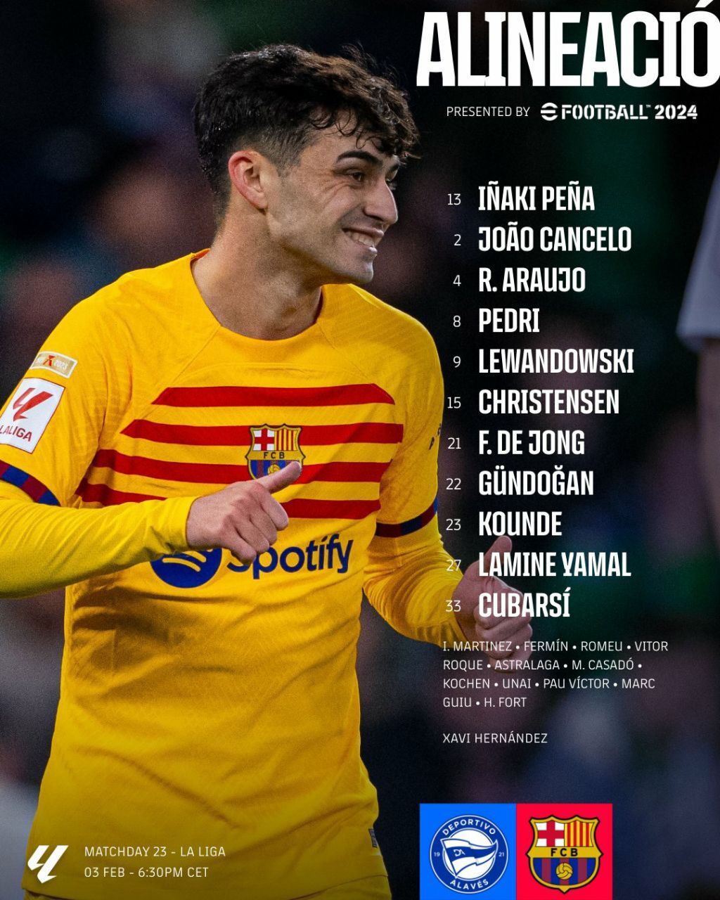 ترکیب بارسلونا برابر آلاوز اعلام شد