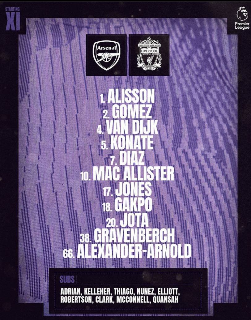 اعلام ترکیب دو تیم آرسنال و لیورپول