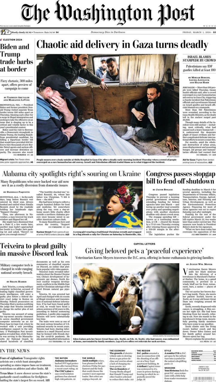 صفحه نخست روزنامه‌های امروز آمریکا؛ رقابت بایدن و ترامپ به مرزها کشیده شد!