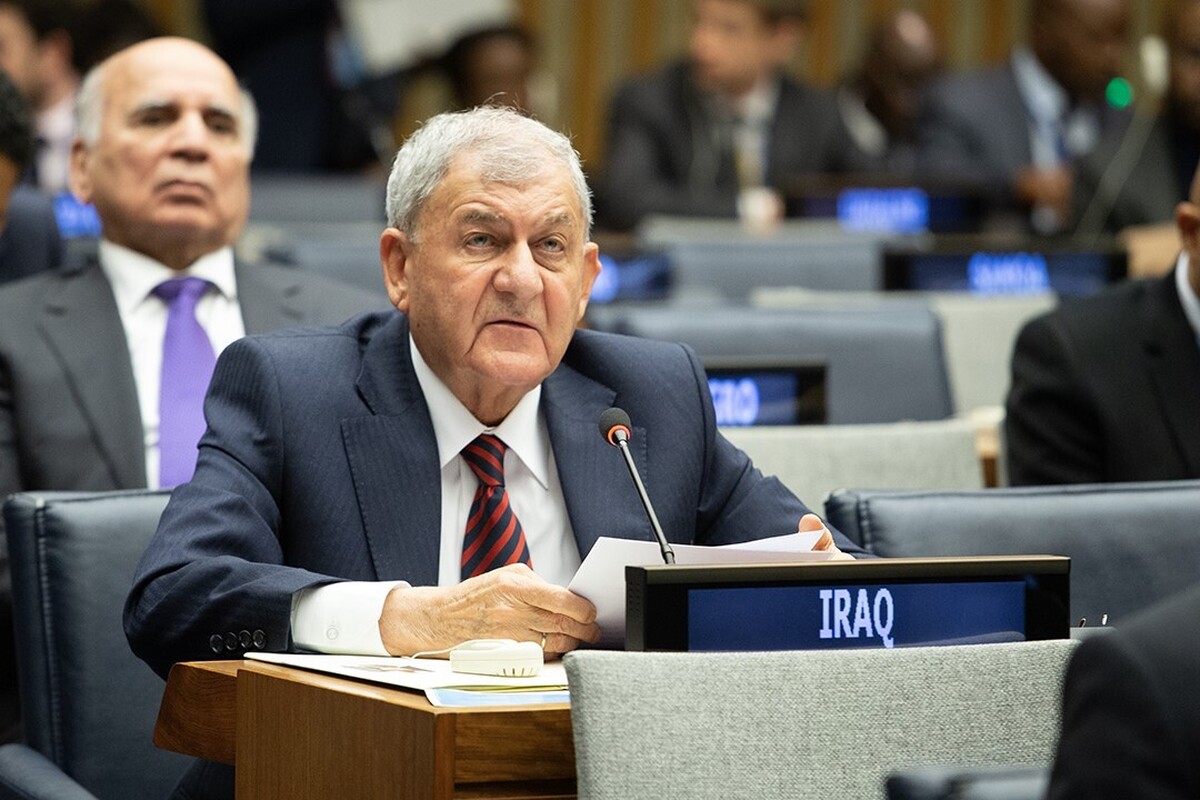 رئیس جمهور عراق: ثبات خاورمیانه به رسیدن فلسطینی‌ها به حق خود بستگی دارد