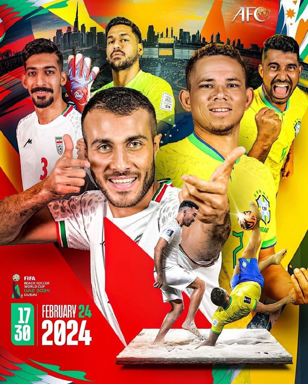 پوستر جذاب AFC برای ساحلی بازان ایران و برزیل