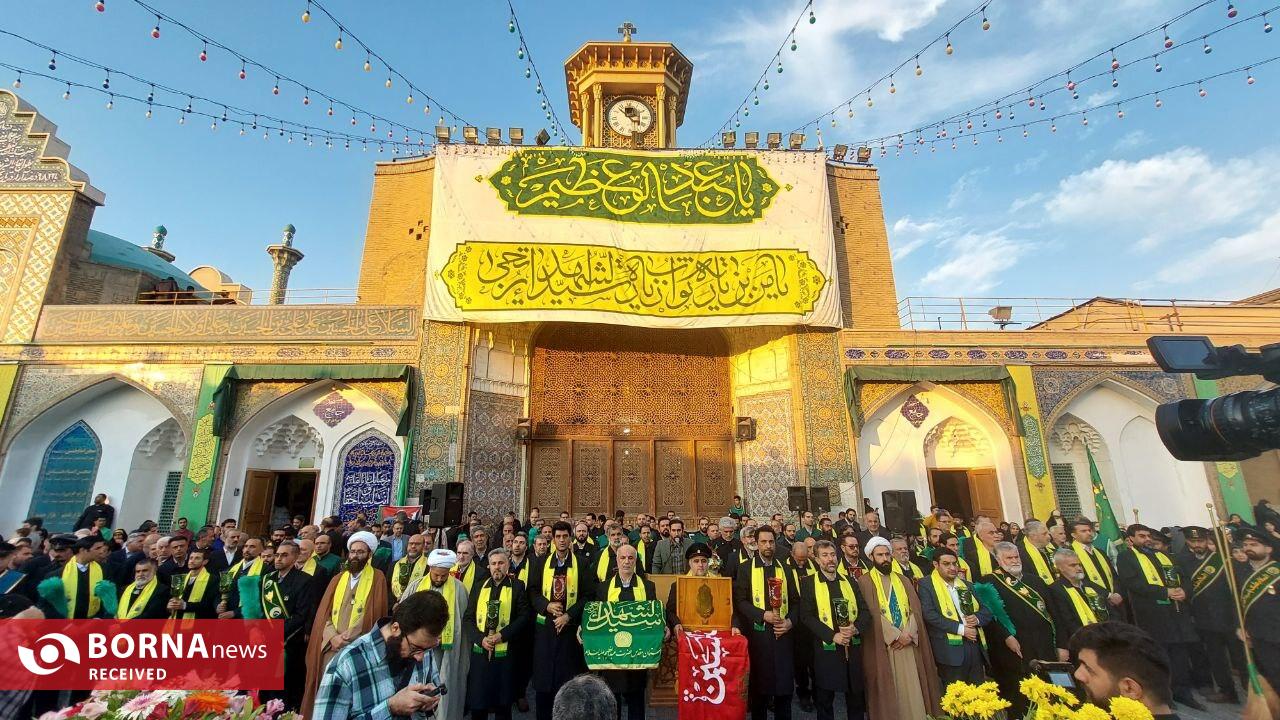 پرچم سبز رنگ بارگاه حرم حضرت عبدالعظیم حسنی(ع) برافراشته شد