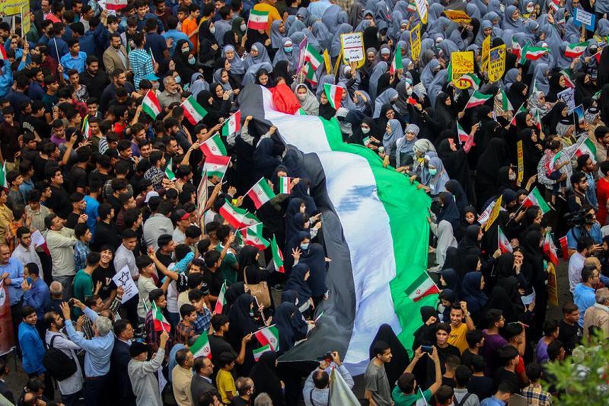 اجتماع پر شور مردم اهواز در حمایت از مردم غزه برگزار شد + عکس