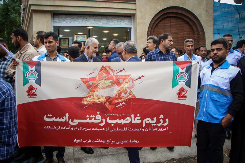 اجتماع پر شور مردم اهواز در حمایت از مردم غزه برگزار شد + عکس