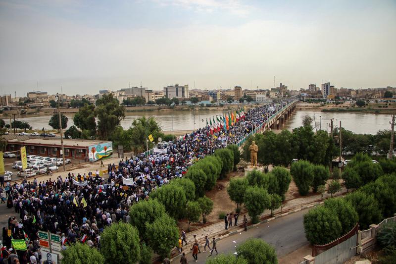 اجتماع پر شور مردم اهواز در حمایت از مردم غزه برگزار شد + عکس