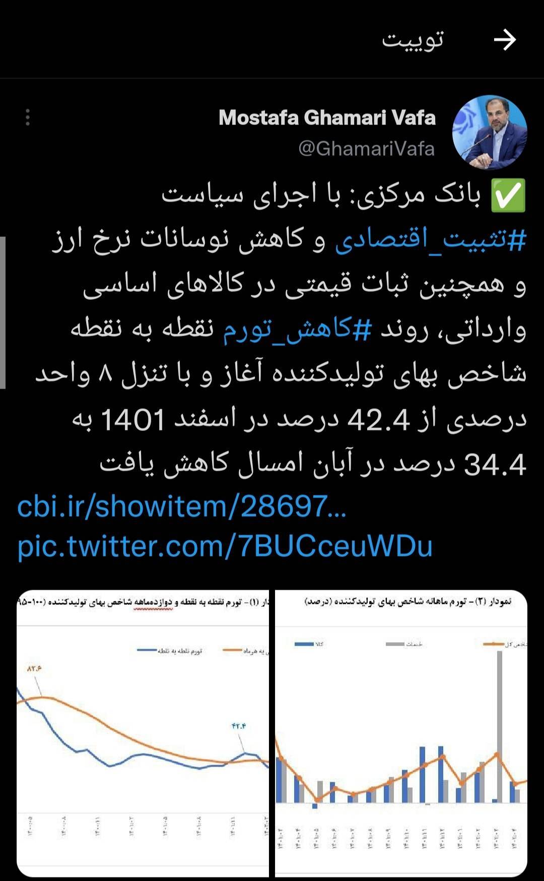 روند کاهش تورم نقطه به نقطه کماکان در حال انجام شدن است