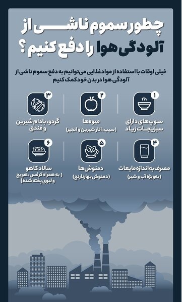 6 راهکار دفع سموم آلودگی هوا از بدن 6 راهکار دفع سموم آلودگی هوا از بدن