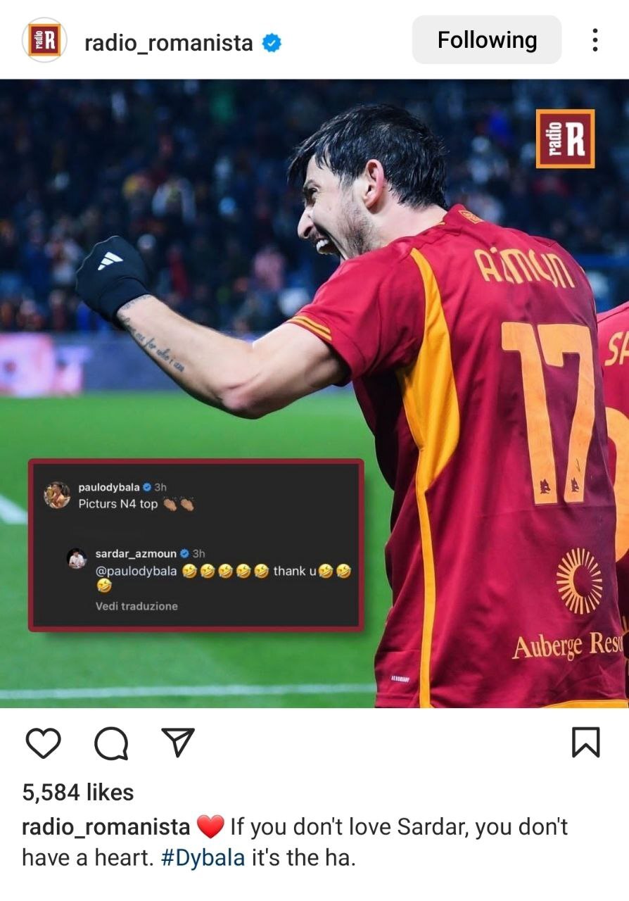 هواداران رم: اگر سردار را دوست ندارید یعنی قلب ندارید! هواداران رم: اگر سردار را دوست ندارید یعنی قلب ندارید!