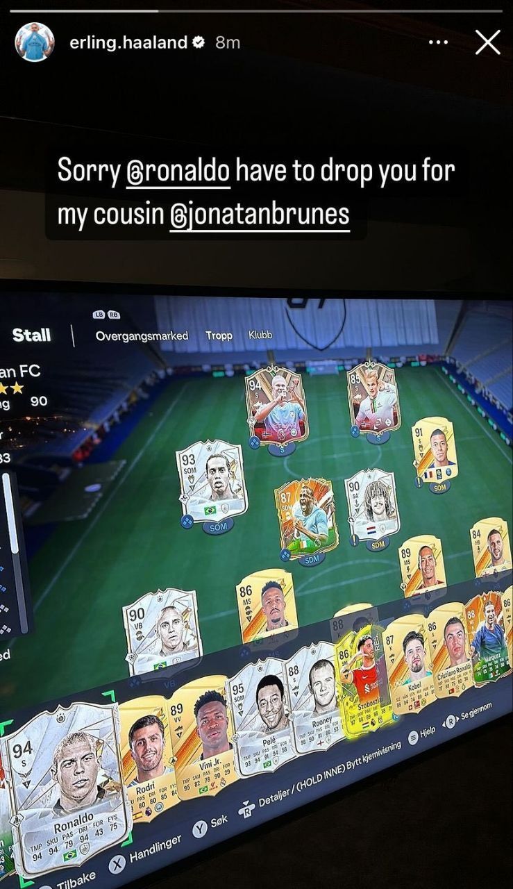 عذرخواهی اینستاگرامی هالند از بازیکن افسانه‌ای دنیای فوتبال