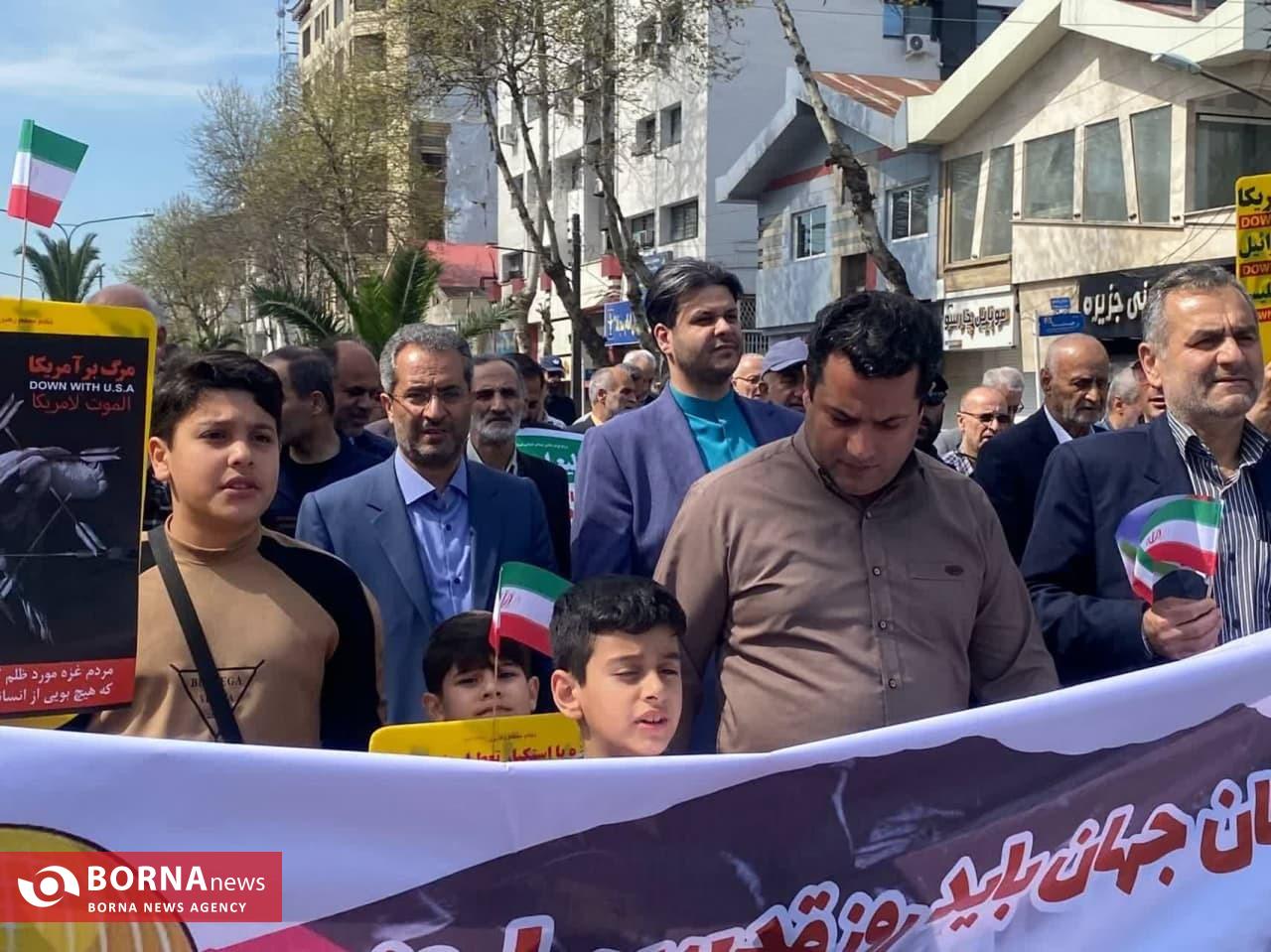 حضور جامعه ورزش و جوانان گیلان در راهپیمایی روز جهانی قدس