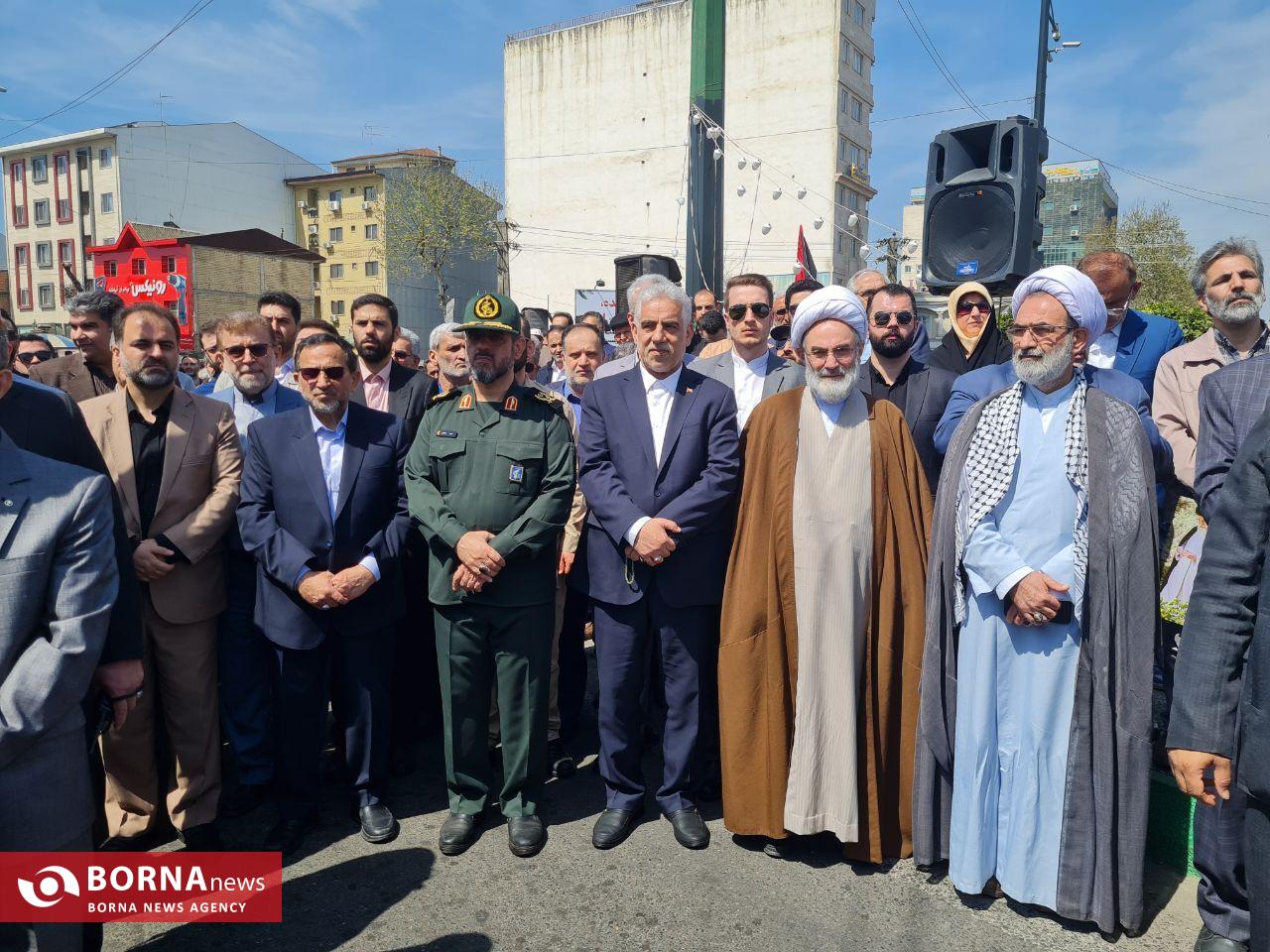 حضور مسوولین در راهپیمایی امروز روزجهانی قدس در رشت