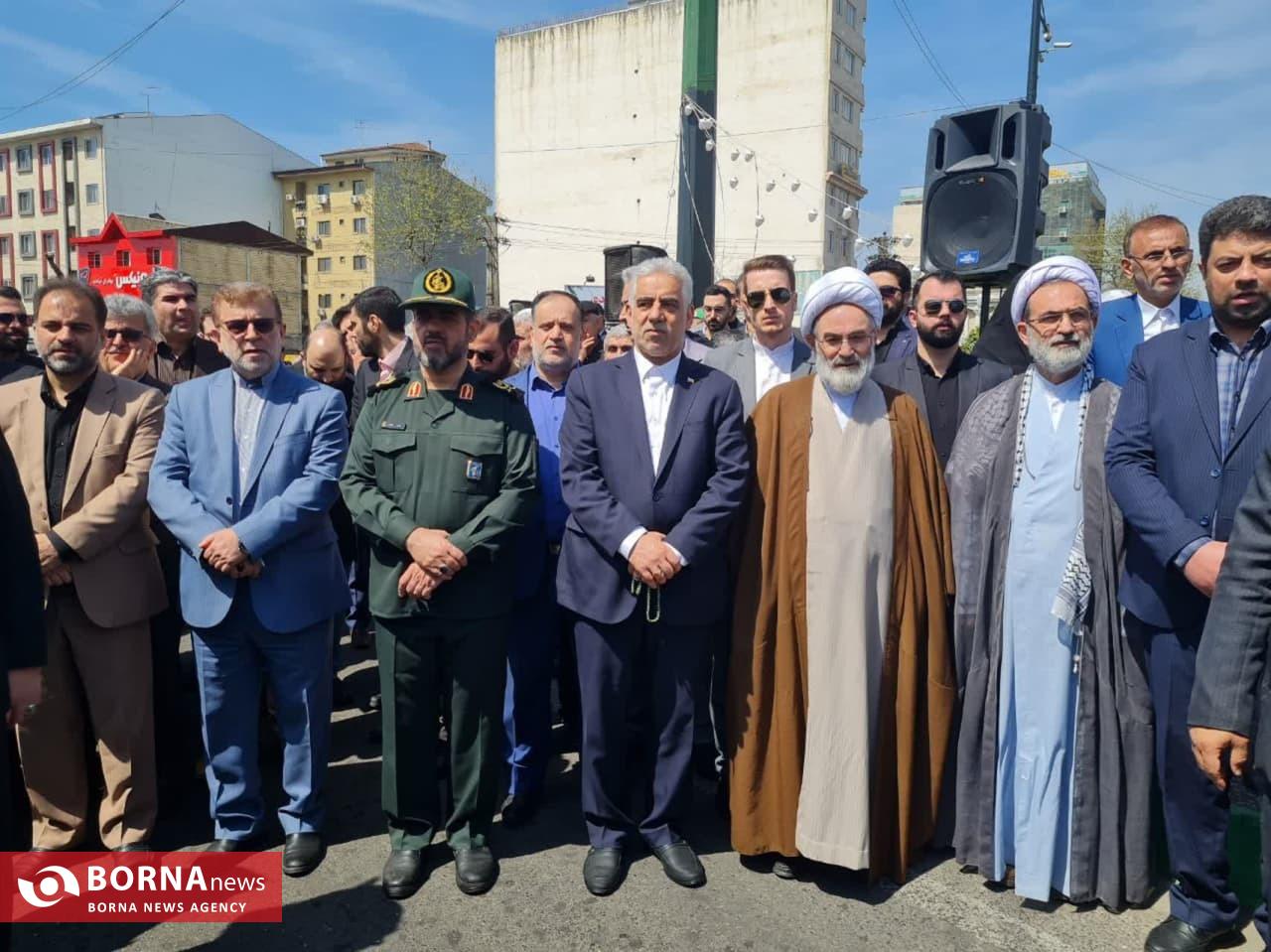 حضور مسوولین در راهپیمایی امروز روزجهانی قدس در رشت