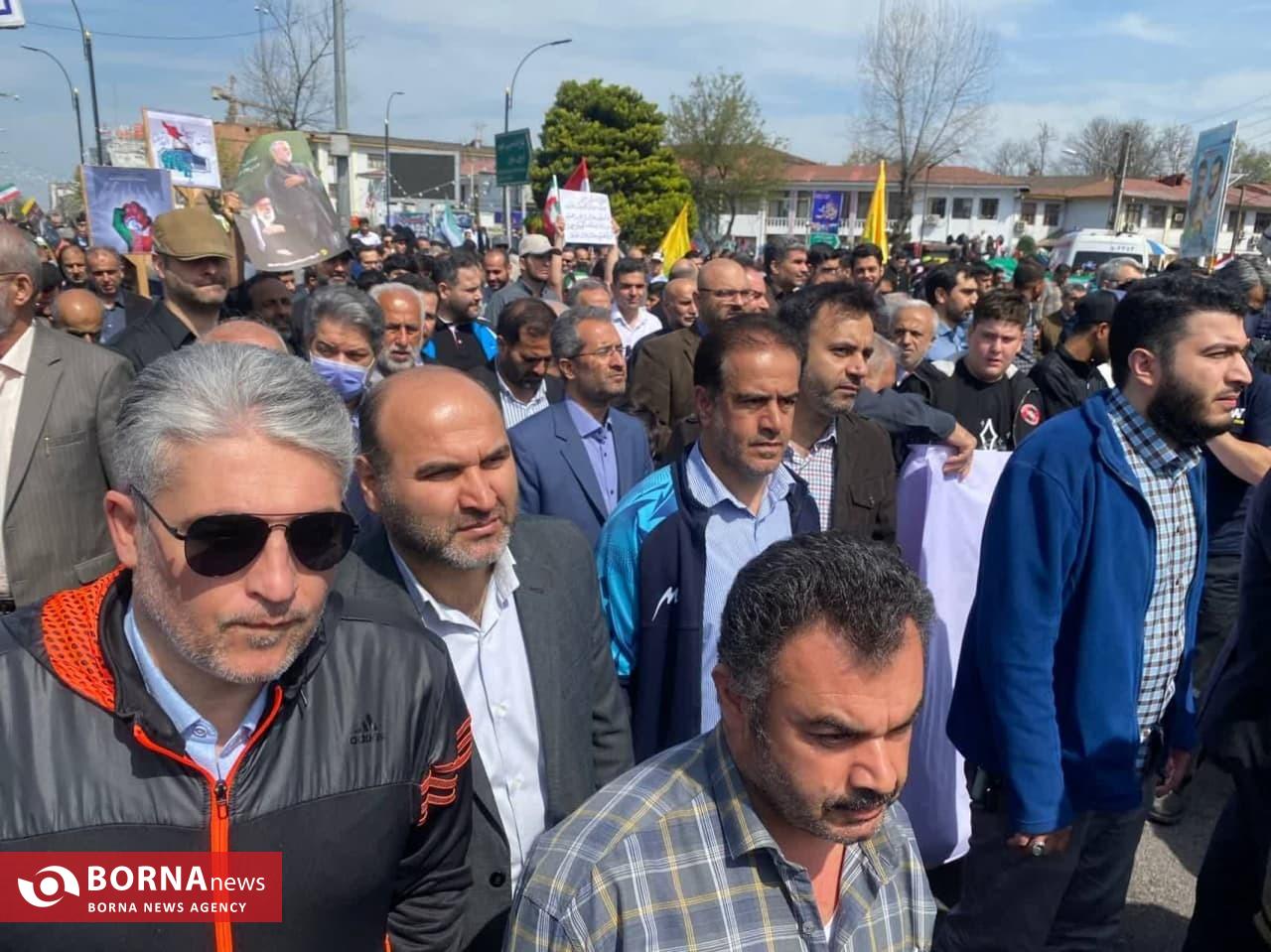 حضور مسوولین در راهپیمایی امروز روزجهانی قدس در رشت