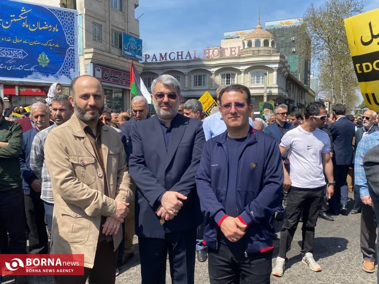 حضور مسوولین در راهپیمایی امروز روزجهانی قدس در رشت