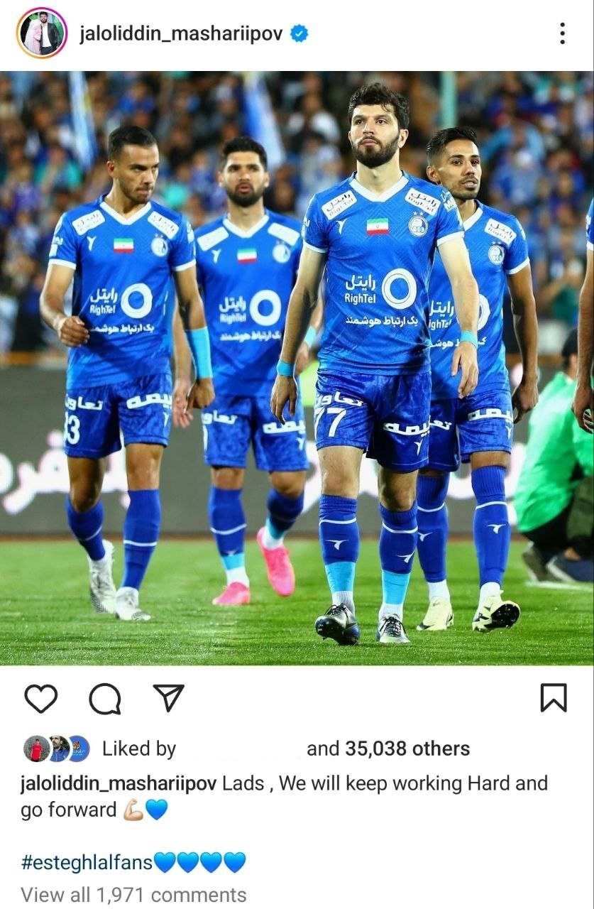 پست اینستاگرامی ماشاریپوف پس از برد پرسپولیس پست اینستاگرامی ماشاریپوف پس از برد پرسپولیس