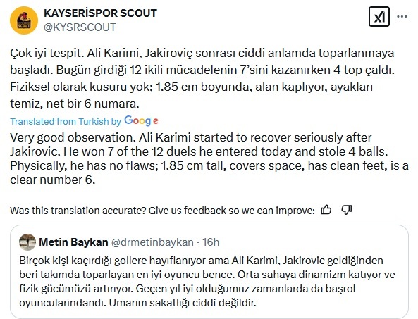 نه سیاه نه سفید؛ واکنش جالب هواداران کایسری به نمایش روز گذشته علی کریمی!