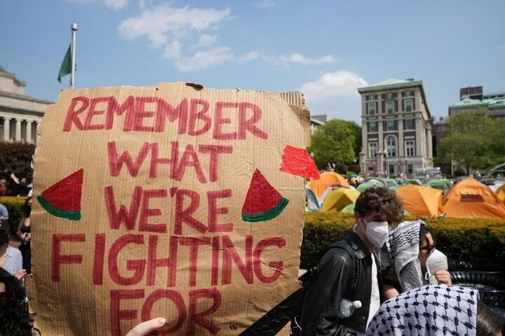 نام شهید 6 ساله فلسطینی بر سردر ساختمان دانشگاه کلمبیا