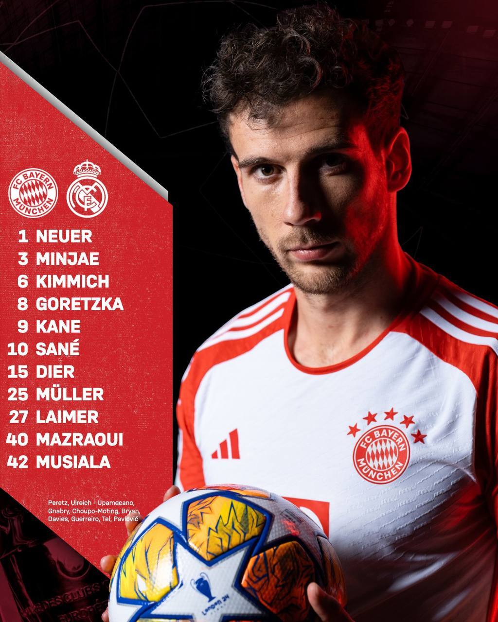 اعلام ترکیب بایرن مونیخ مقابل رئال مادرید