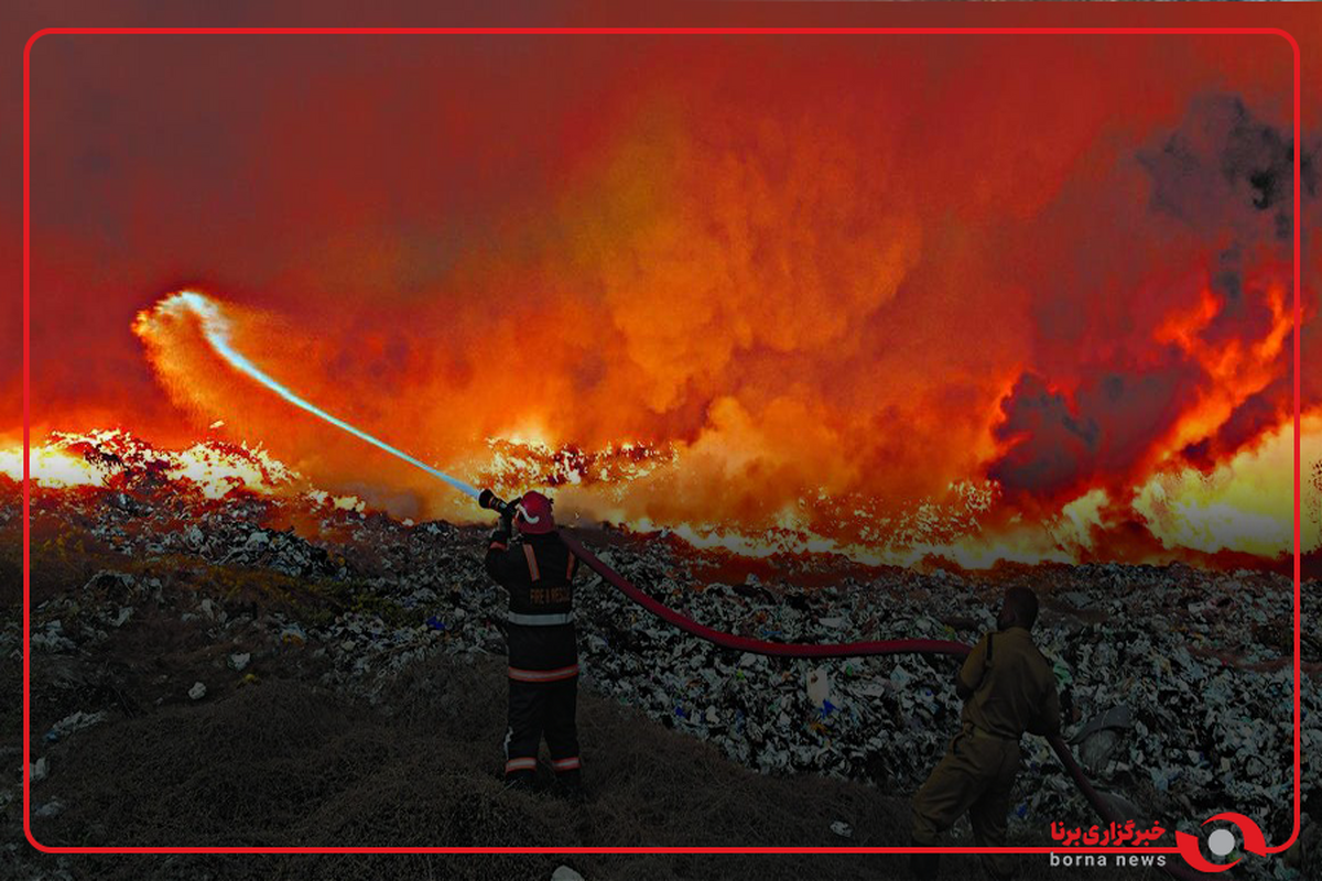 آتش‌سوزی گسترده در بزرگترین کوه زباله آسیا