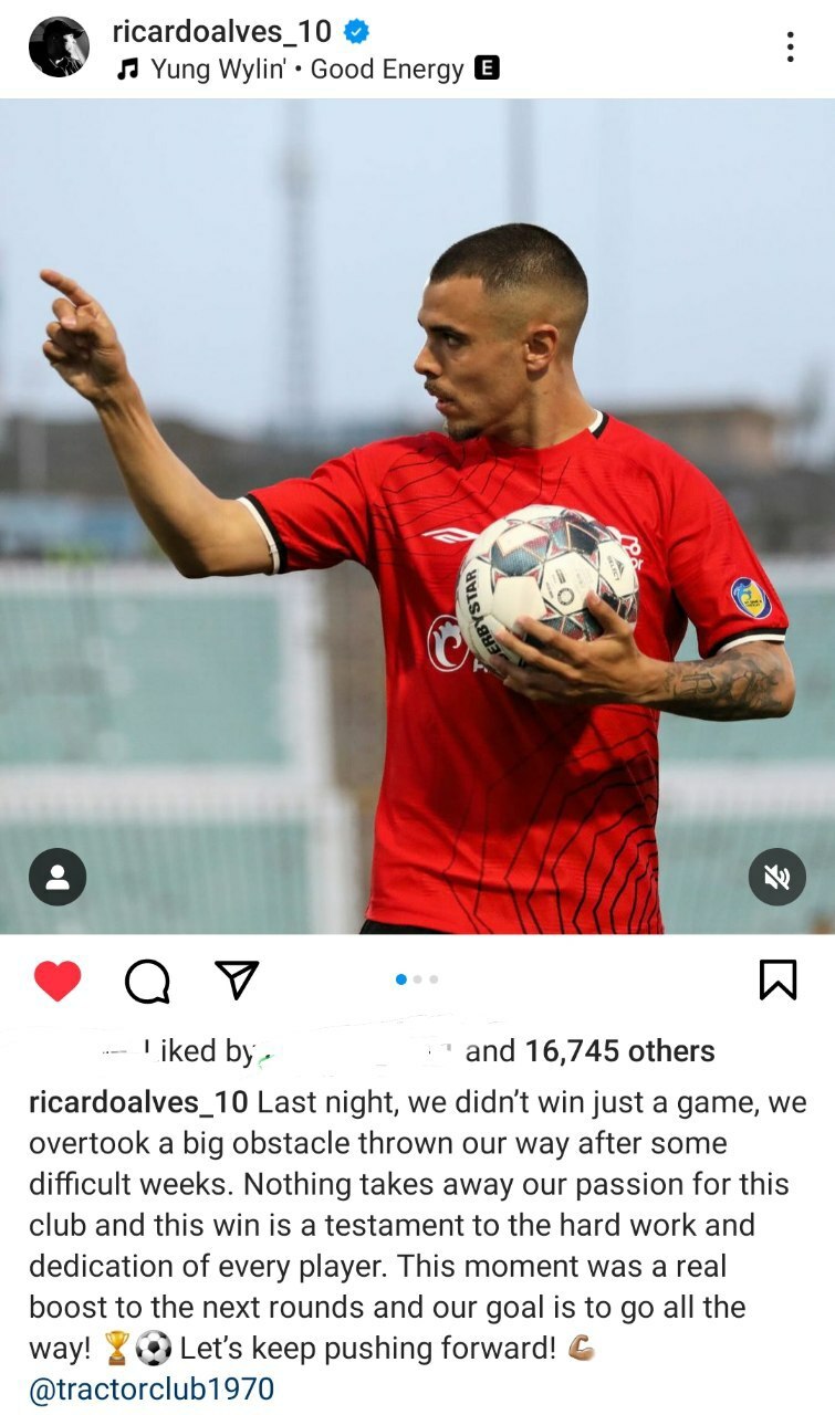 ذوق زدگی ریکاردو آلوز پس از پیروزی خاص تراکتور