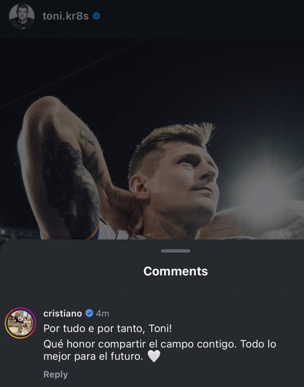 واکنش کریستیانو رونالدو به خداحافظی ناگهانی ستاره رئال مادرید