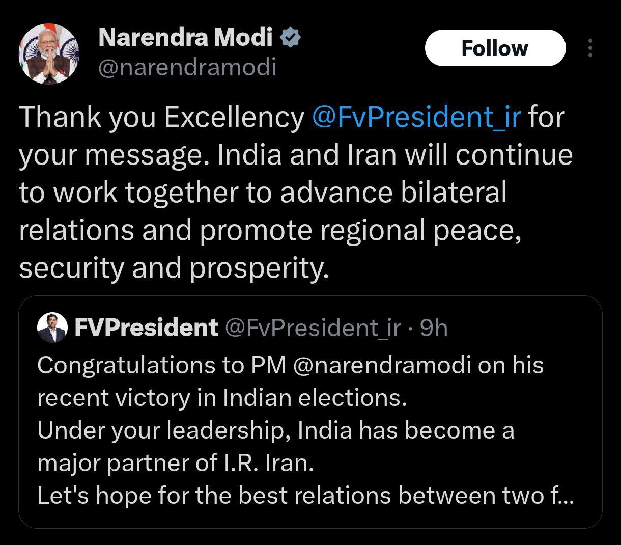 قدردانی نخست وزیر هند از مخبر