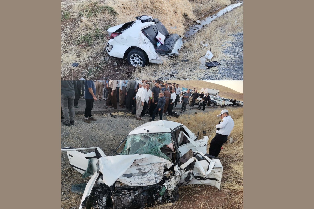 نصف شدن خودروی دنا در تصادف خونین جاده پیرانشهر