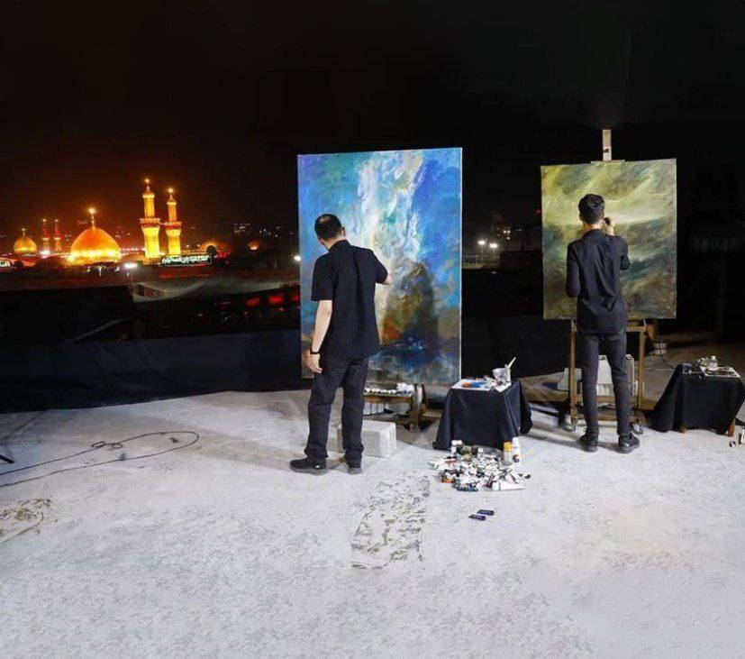 اجرای نقاشی روح‌الامین در بام کربلا