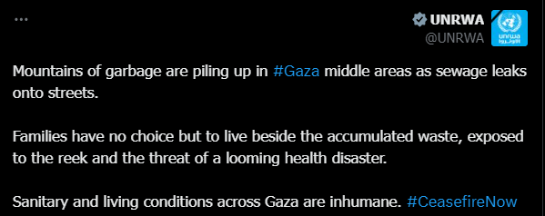 شرایط بهداشتی و زندگی در سراسر غزه «غیرانسانی» است